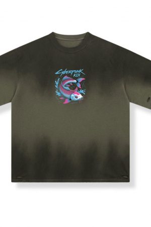 Cyberpunk Koi Fish Futuristic Design T-Shirt