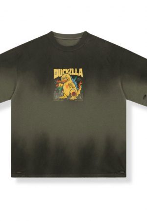Duckzilla Monster Duck Retro Cartoon Design T-Shirt