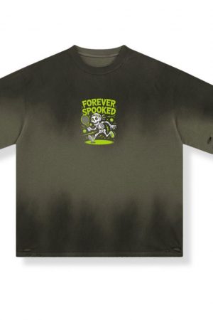 Forever Spooked Skeleton Tennis Funny Graphic T-Shirt