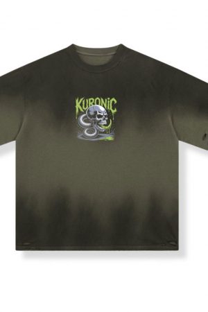 Kuronic Skull Snake Horror Graphic T-Shirt
